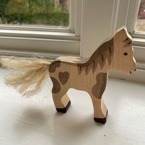 Wooden Horse Toy - Brown and Tan